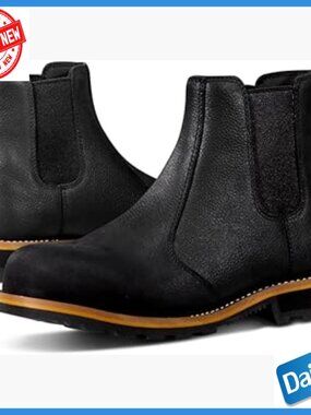 Water Resistant Chelsea Work Boots, Leather, Slip-On, Ankle Height